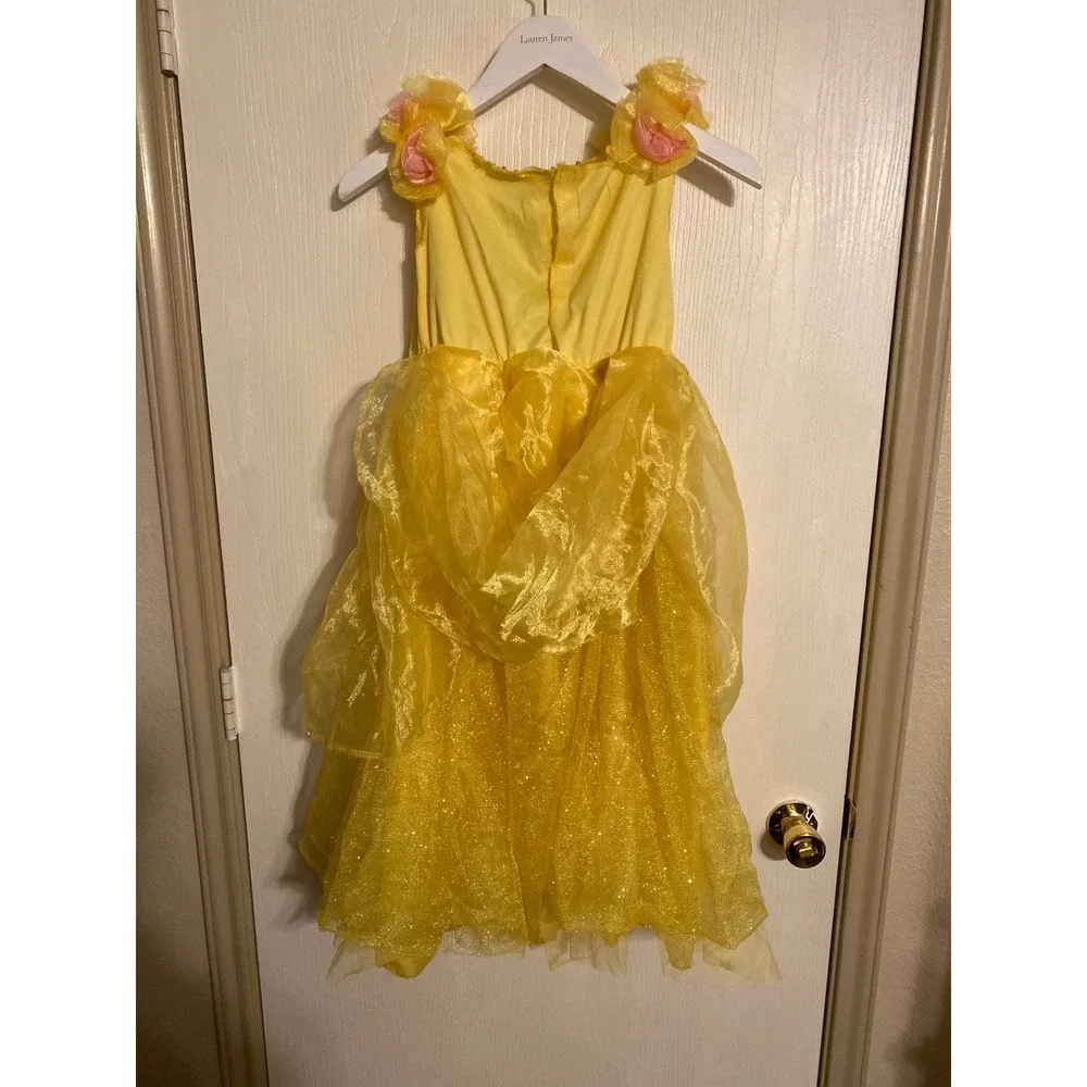 Disney Princess Belle Costume Dress Yellow Beauty and the Beast Girls S 4-6 0223